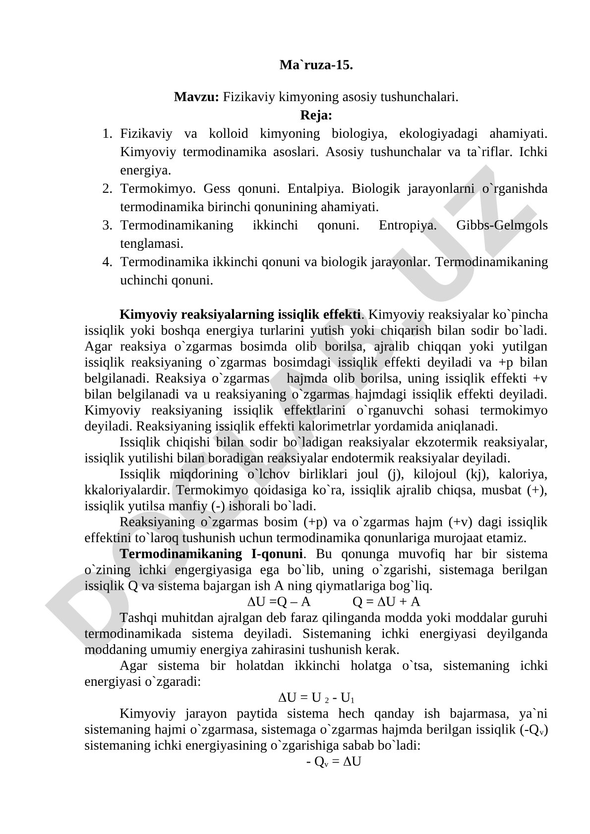 Fizikaviy kimyoning asosiy tushunchalari