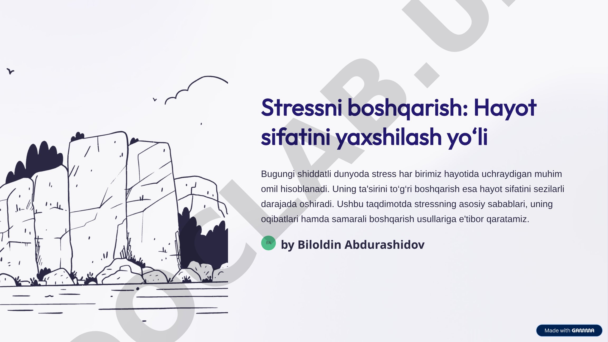 Stressni boshqarish: Hayot sifatini yaxshilash yo‘li