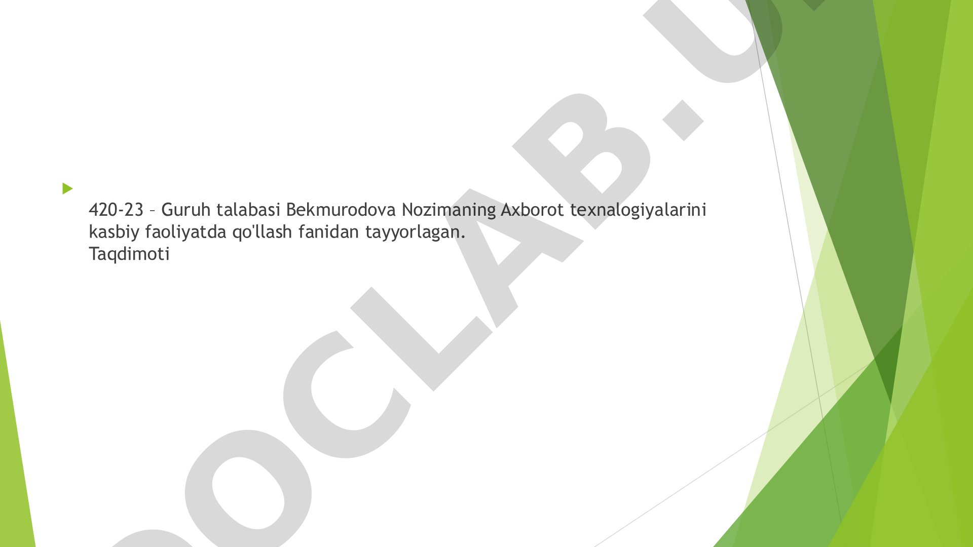 Axborot texnalogiyalarini kasbiy faoliyatda qo'llash