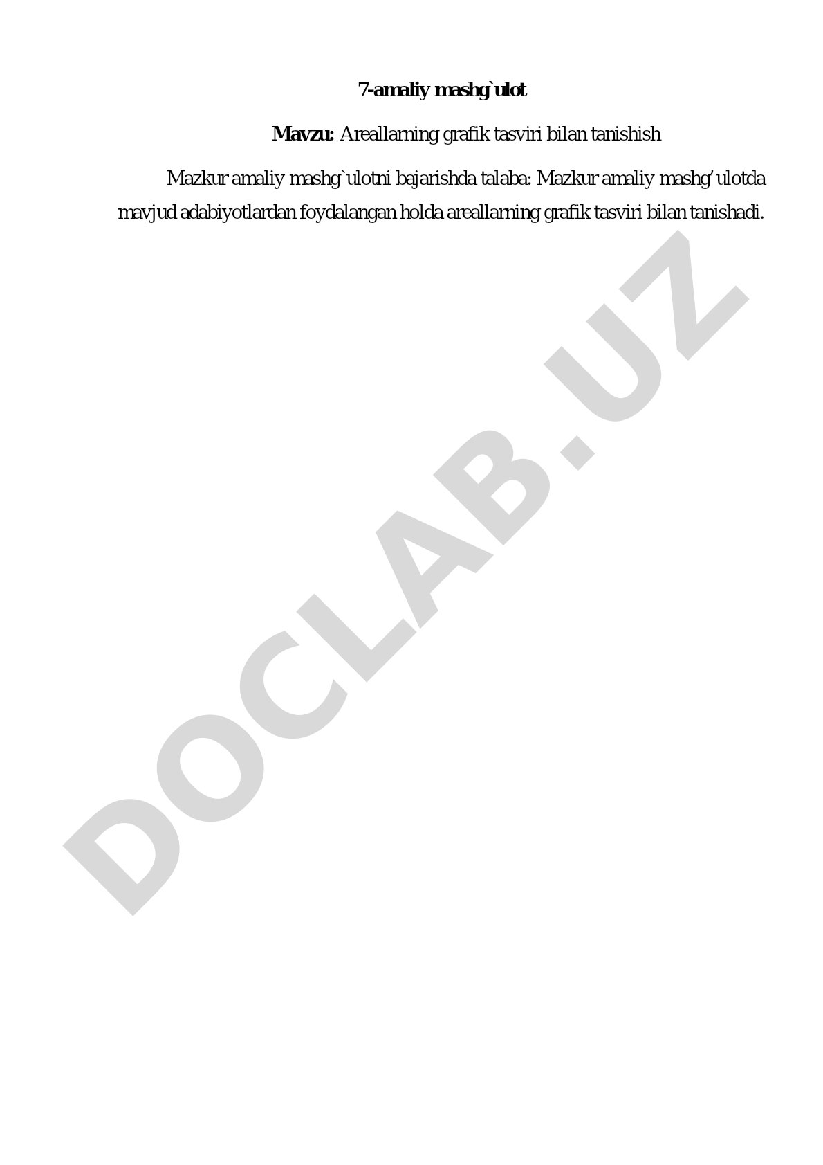 Areallarning grafik tasviri bilan tanishish