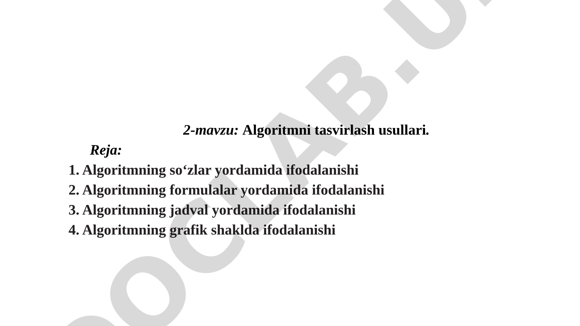 Algoritmni tasvirlash usullari