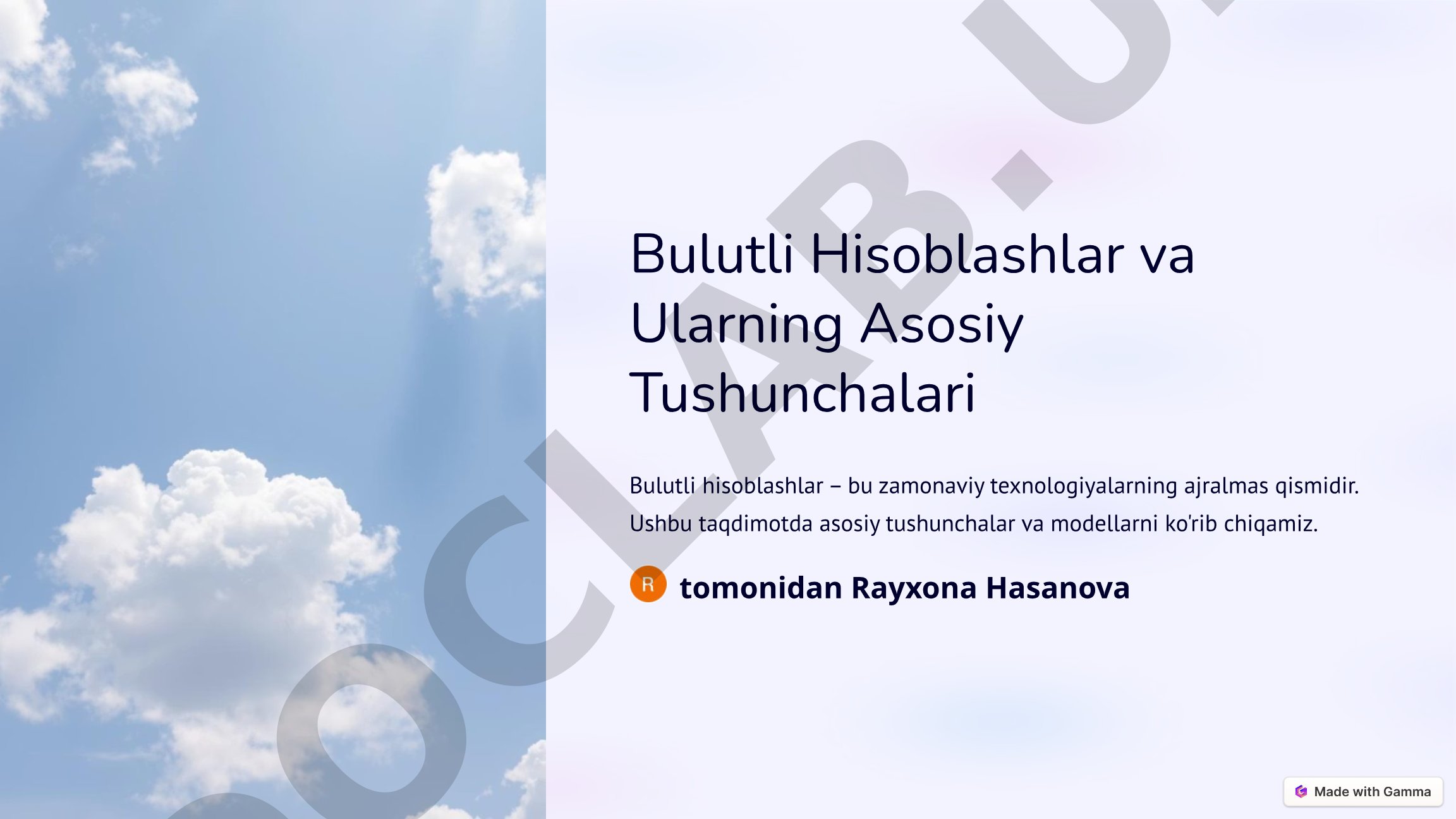 Bulutli hisoblashlar va ularning asosiy tushunchalari