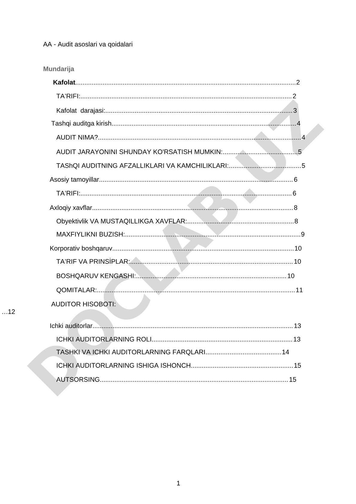 Audit asoslari va qoidalari