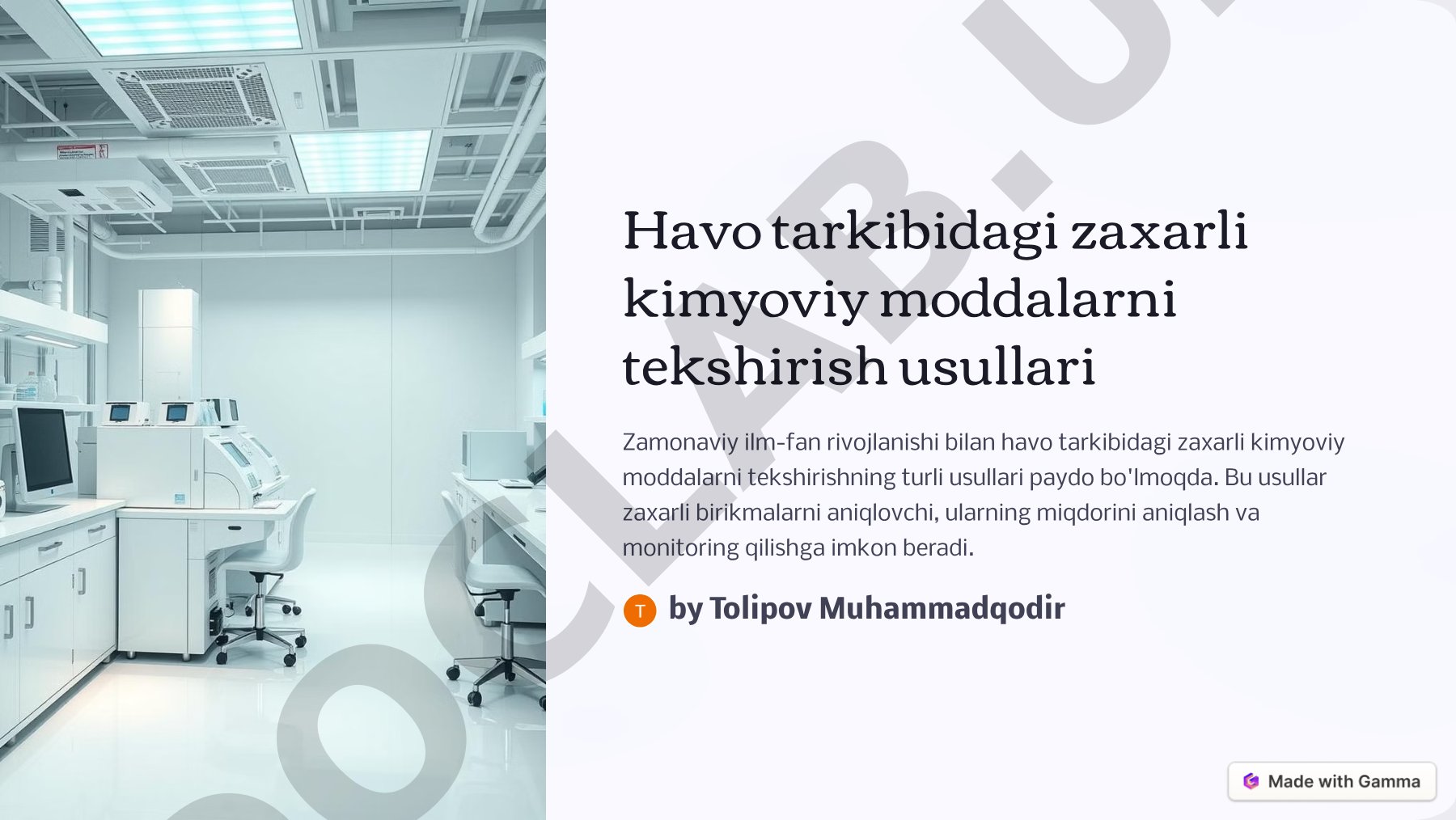 Havo tarkibidagi zaxarli kimyoviy moddalarni tekshirish usullari