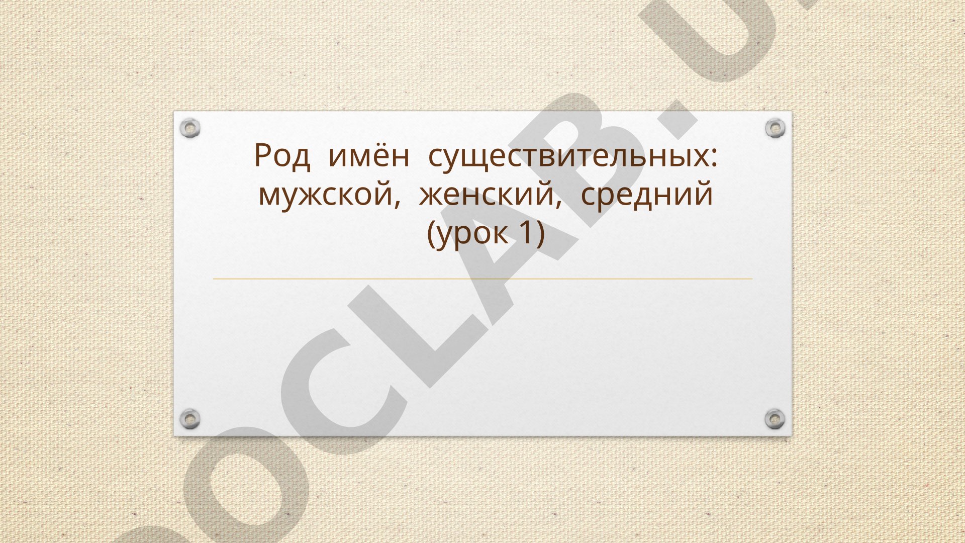 Род имён существительных: мужской, женский, средний