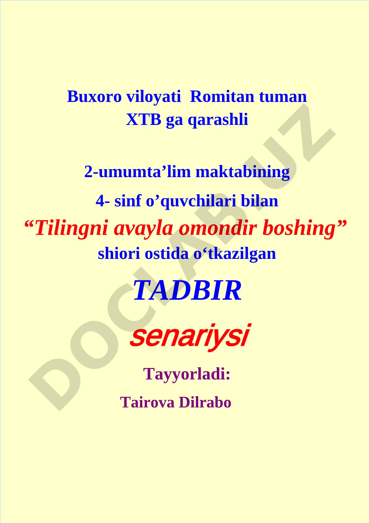 Tilingni avayla omondir boshing