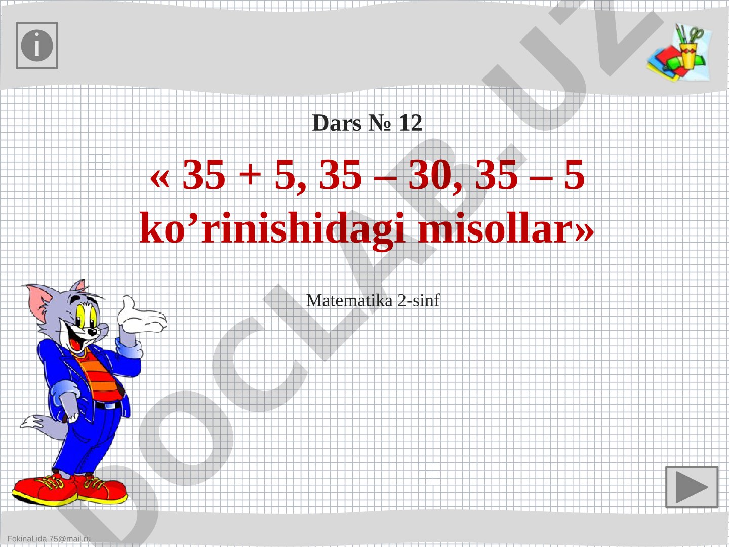 35+5, 35–30, 35–5 ko’rinishidagi misollar