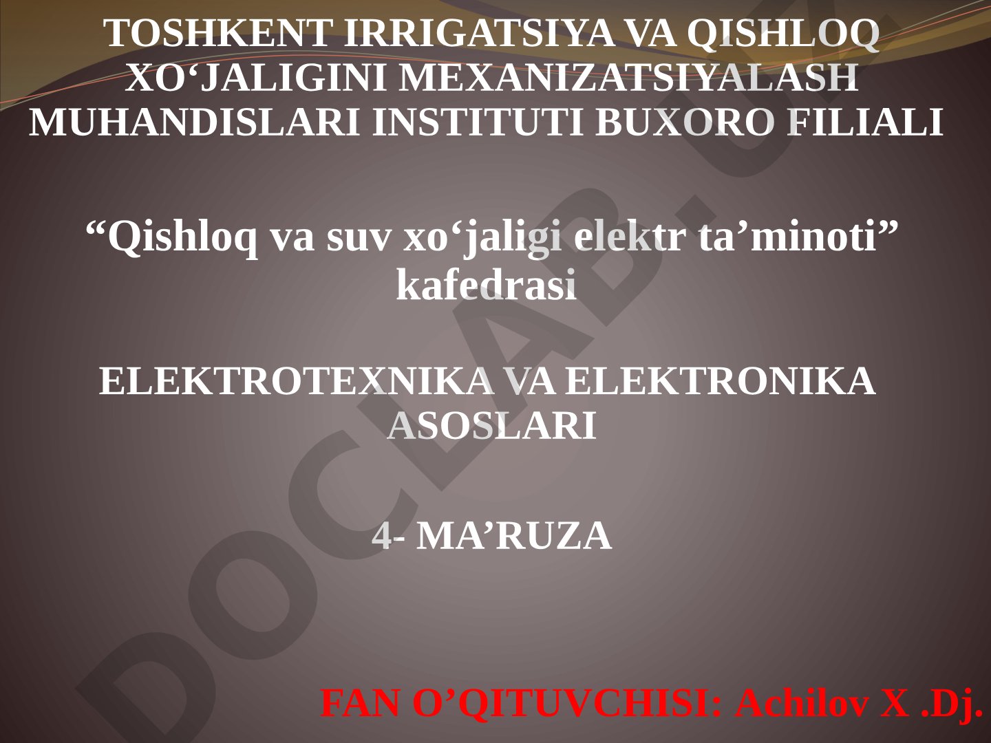 Sinusoidal tok zanjirlari va ularni hisoblash