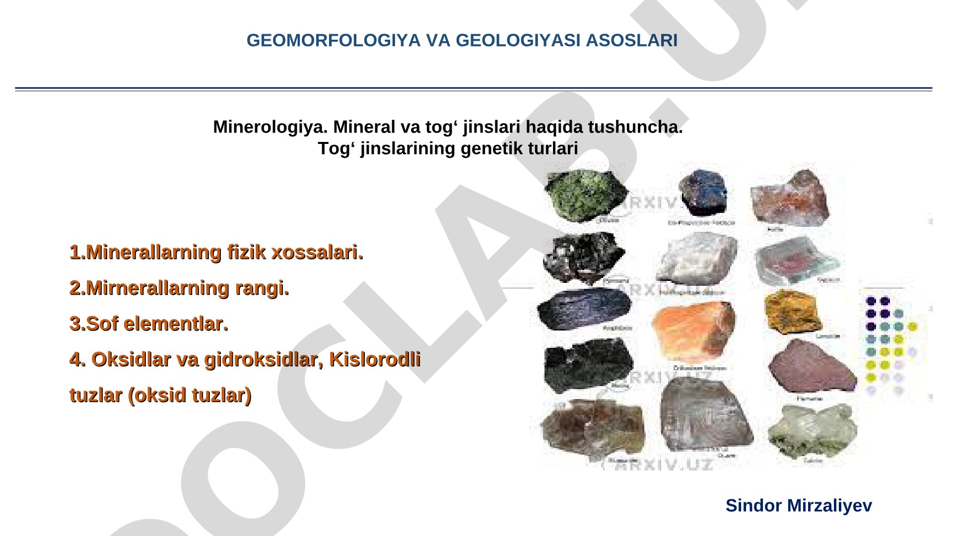Geomorfologiya va geologiyasi asoslari