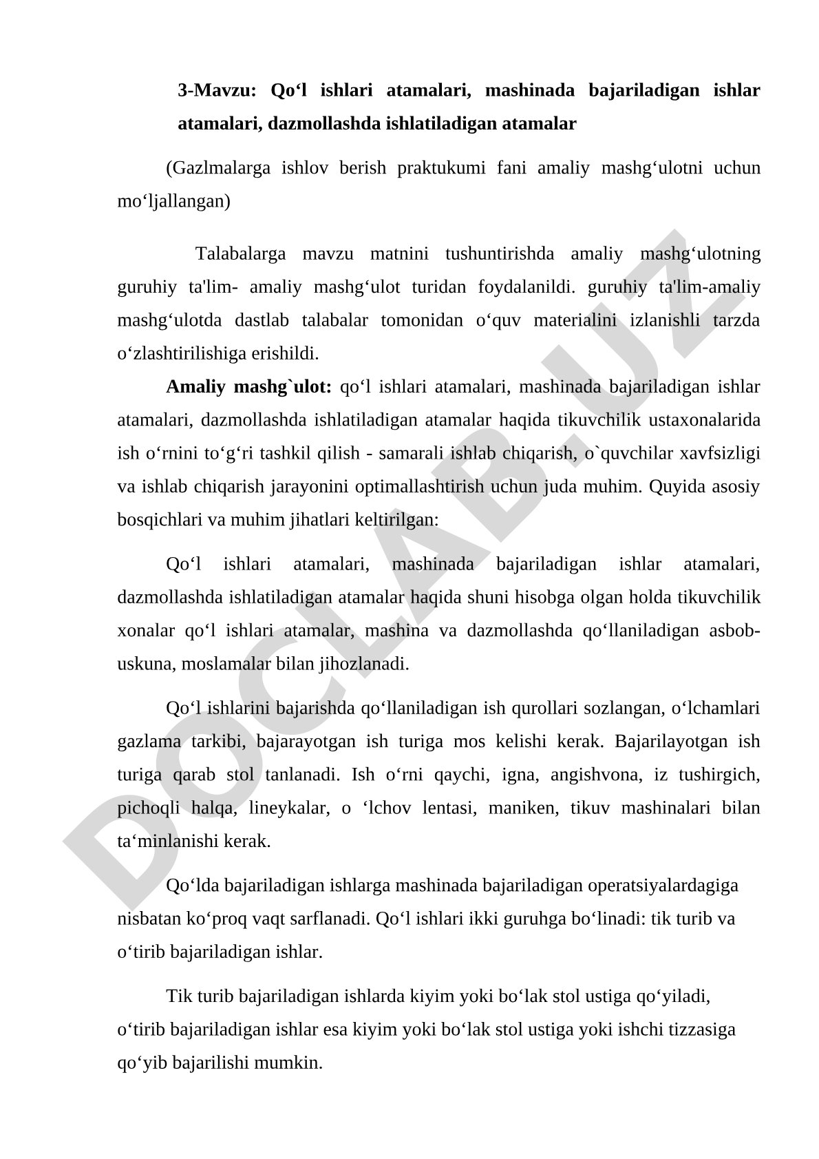 Qo‘l ishlari atamalari, mashinada bajariladigan ishlar atamalari, dazmollashda ishlatiladigan atamalar