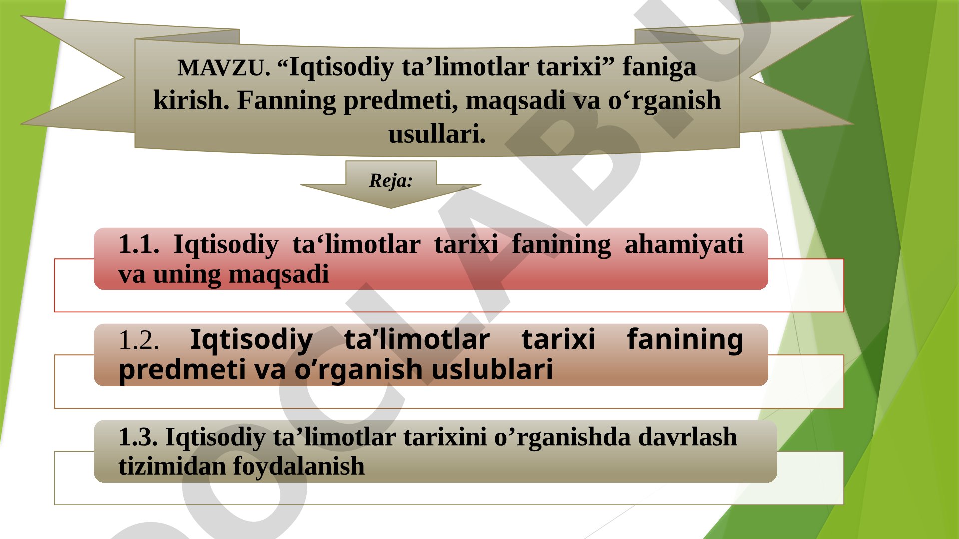 Iqtisodiy ta’limotlar tarixi faniga kirish