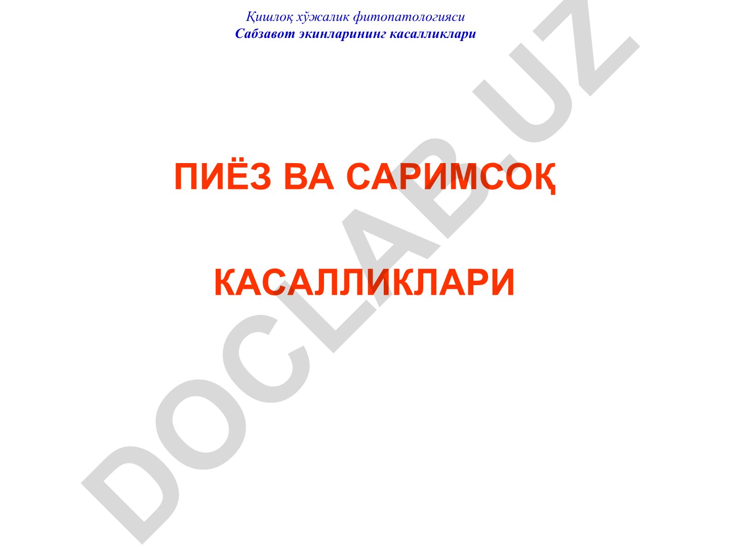 Пиёз ва саримсоқнинг фузариоз касаллиги