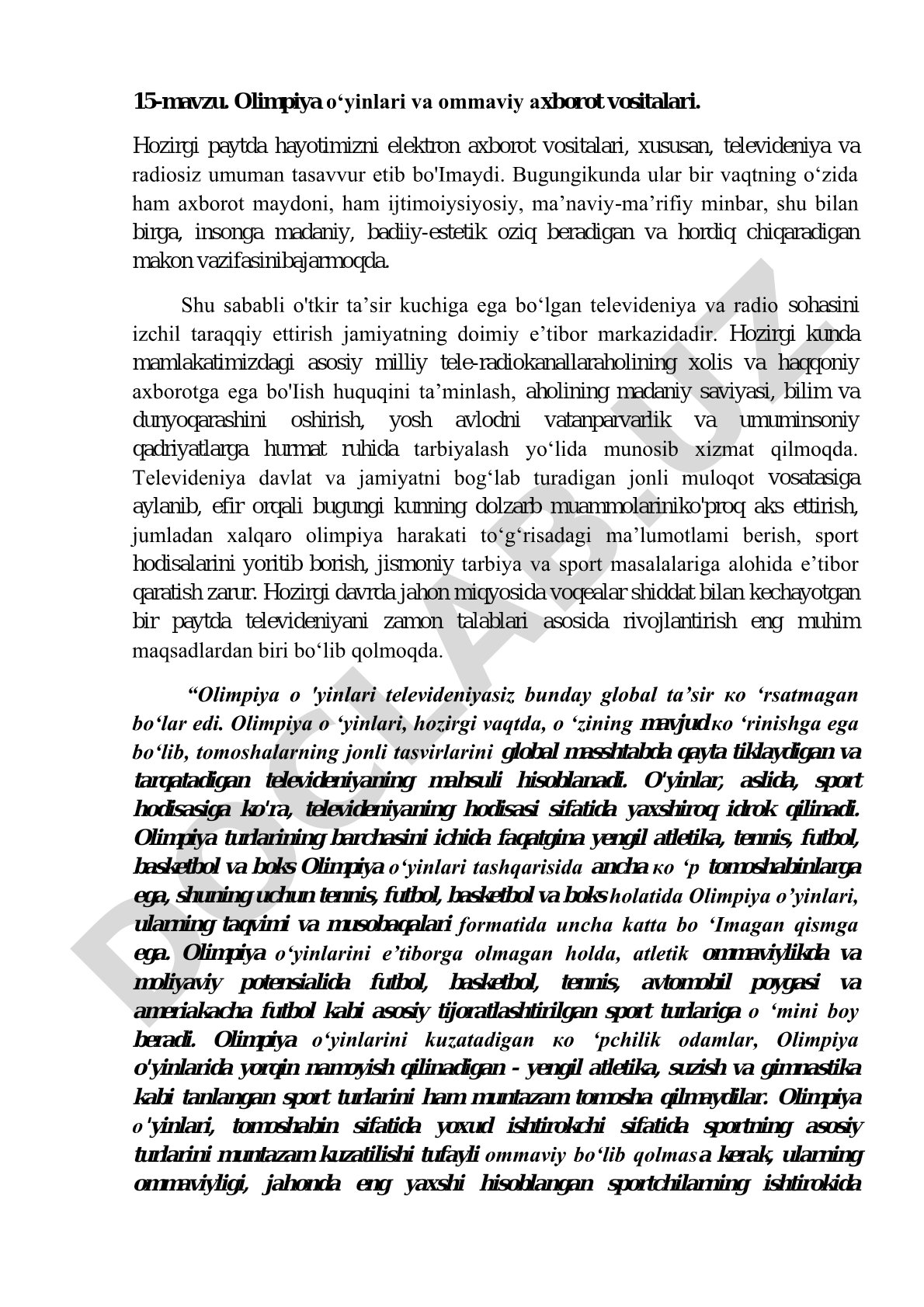 Olimpiya o‘yinlari va ommaviy axborot vositalari