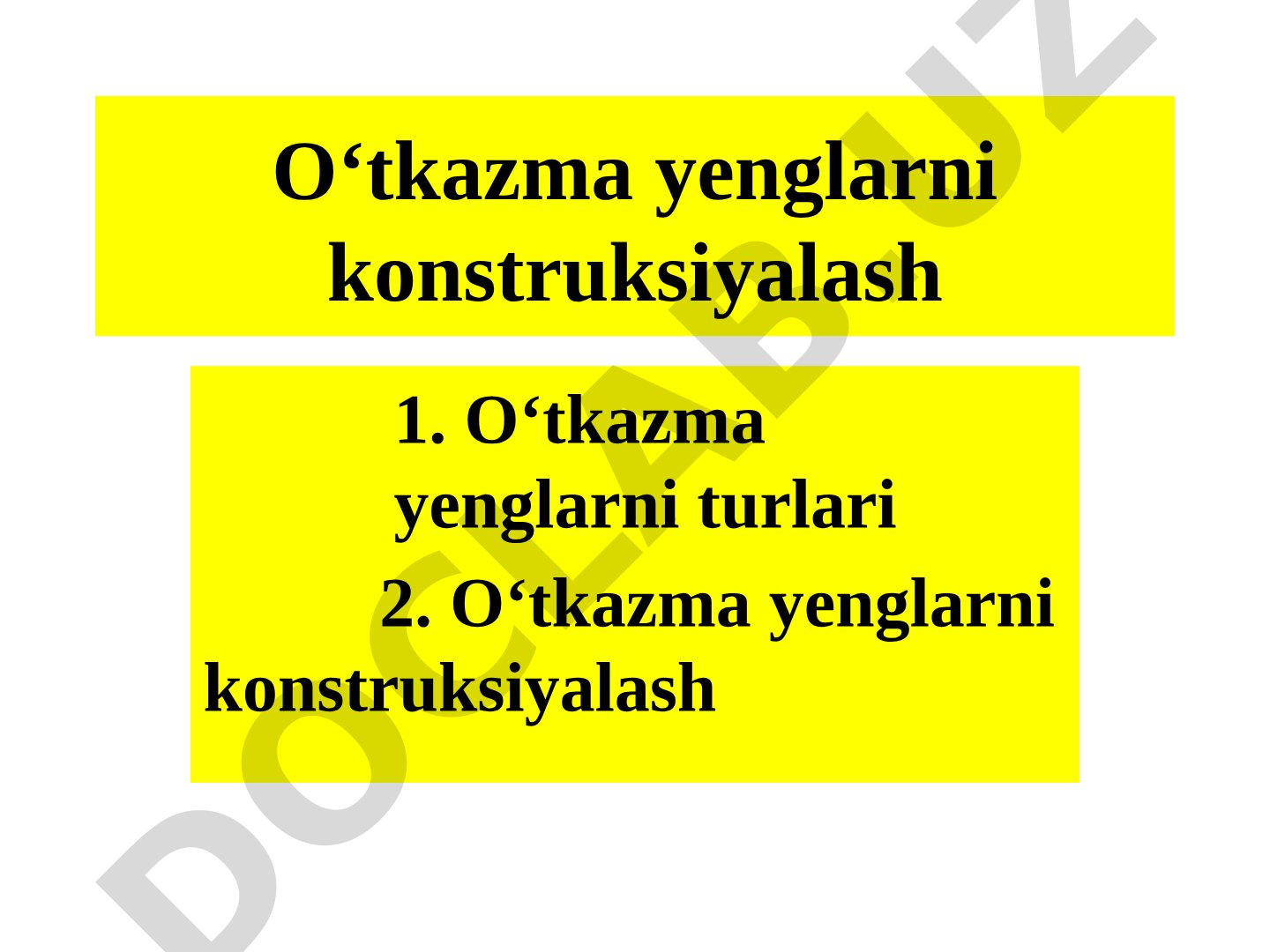 O‘tkazma yenglarni konstruksiyalash
