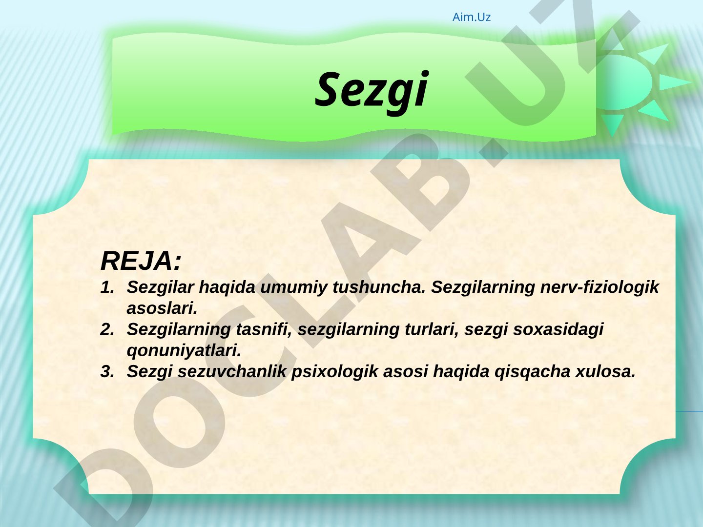 Sezgilar haqida umumiy tushuncha