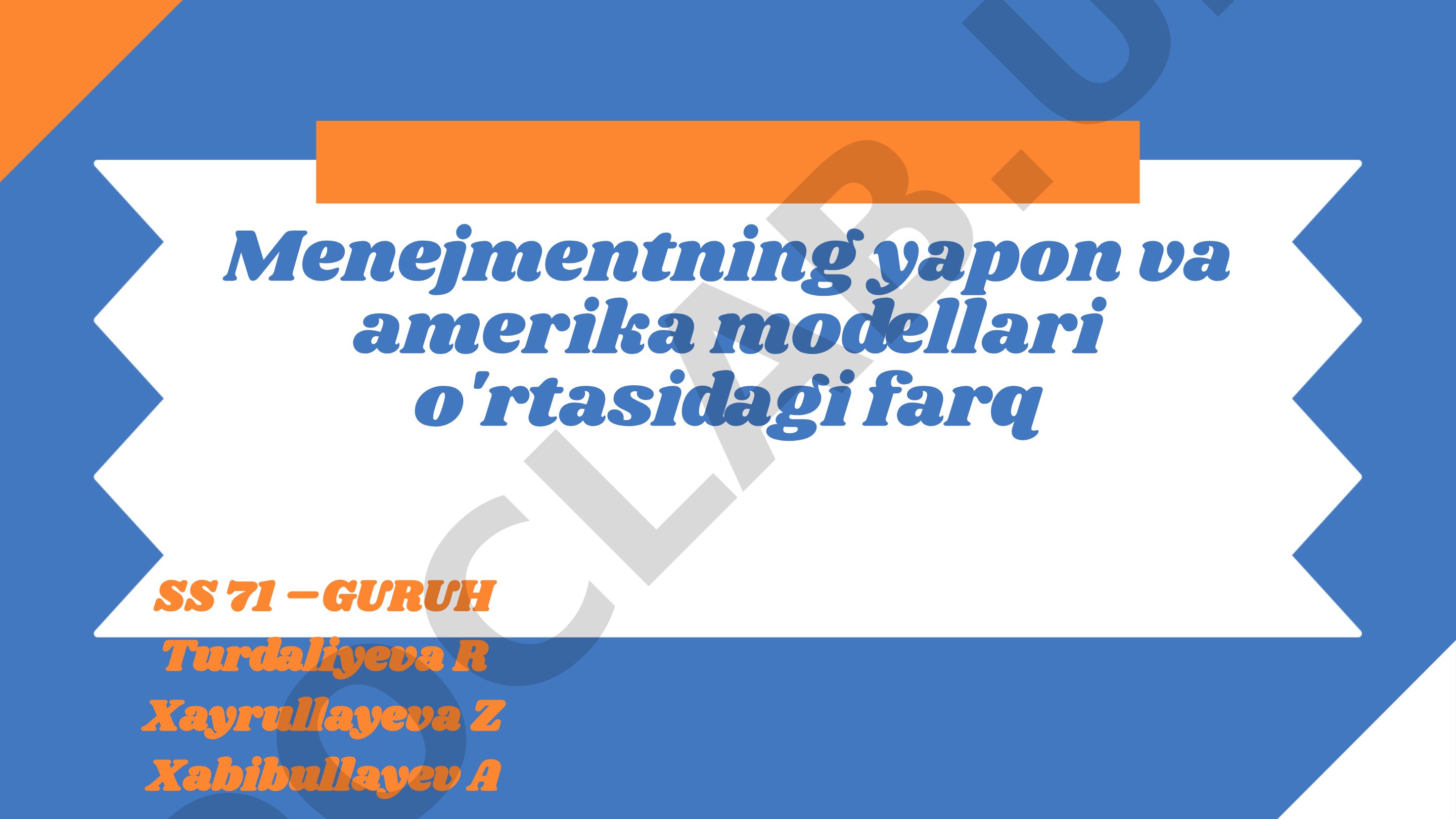 Menejmentning yapon va amerika modellari o'rtasidagi farq