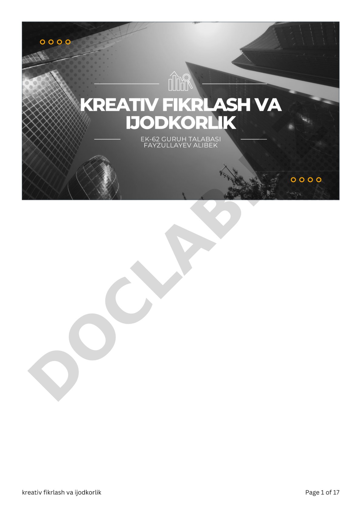 Kreativ fikrlash va ijodkorlik