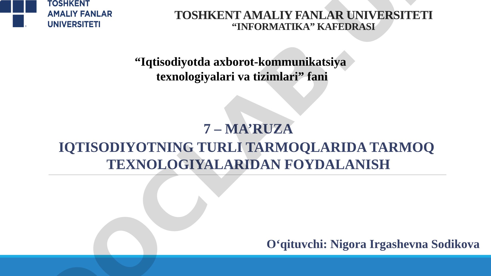 Iqtisodiyotning turli tarmoqlarida tarmoq texnologiyalaridan foydalanish