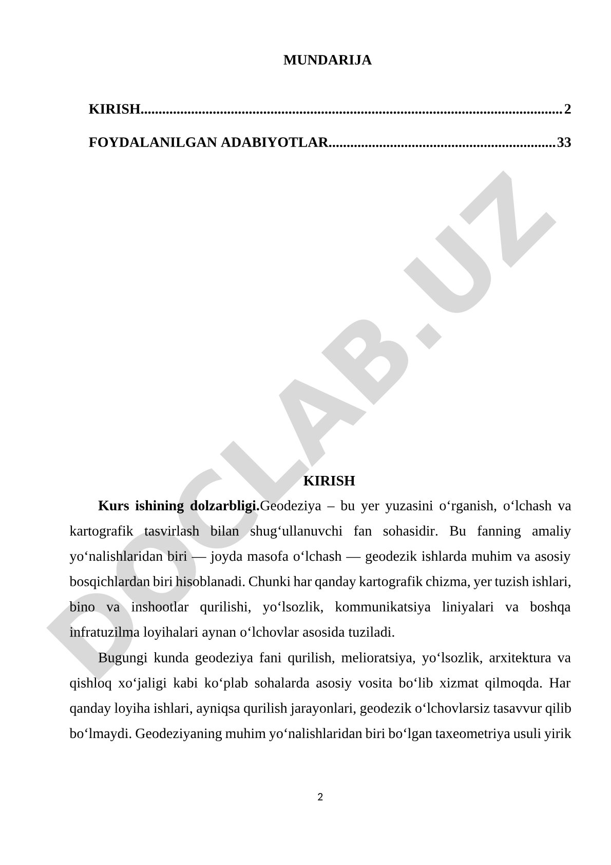 Taxeometrik plan olish. Maydonni nivelirlash