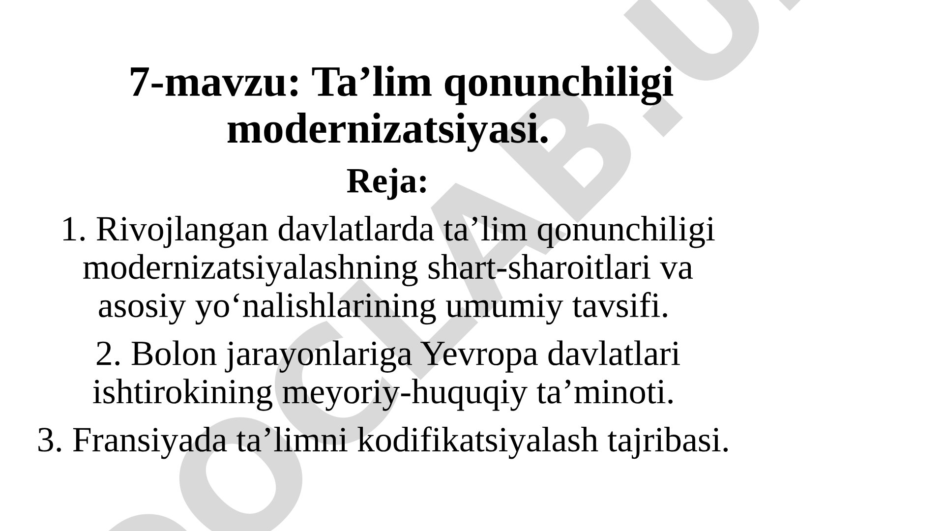 Ta’lim qonunchiligi modernizatsiyasi