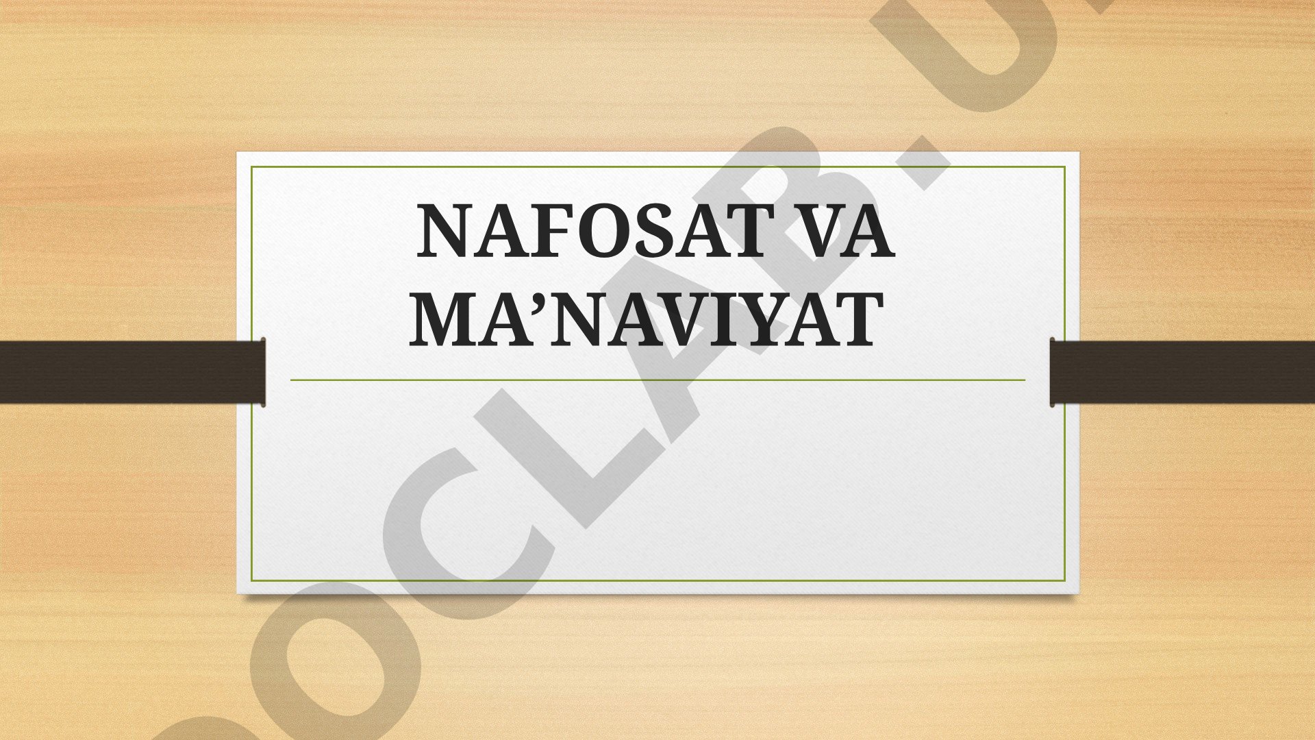 Nafosat va ma’naviyat