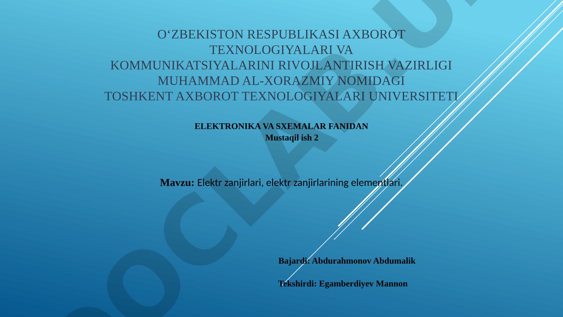 Elektr zanjirlari, elektr zanjirlarining elementlari