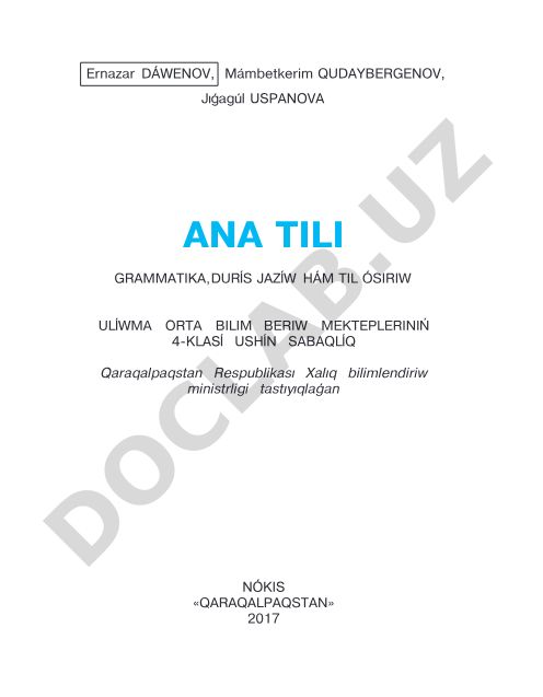 Ana tili: Grammatika, durıs jazıw hám til ósiriw