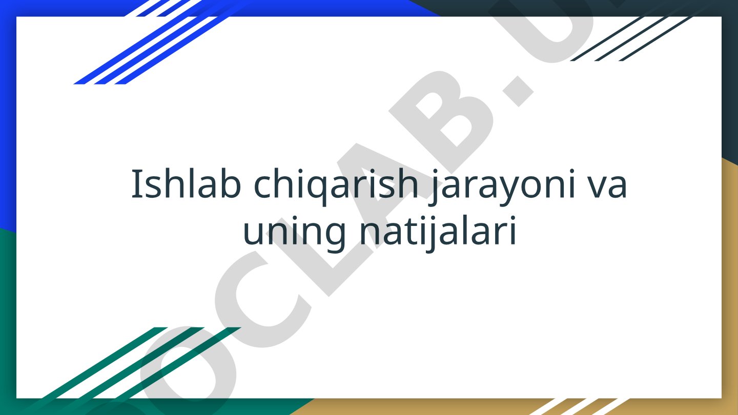Ishlab chiqarish jarayoni va uning natijalari