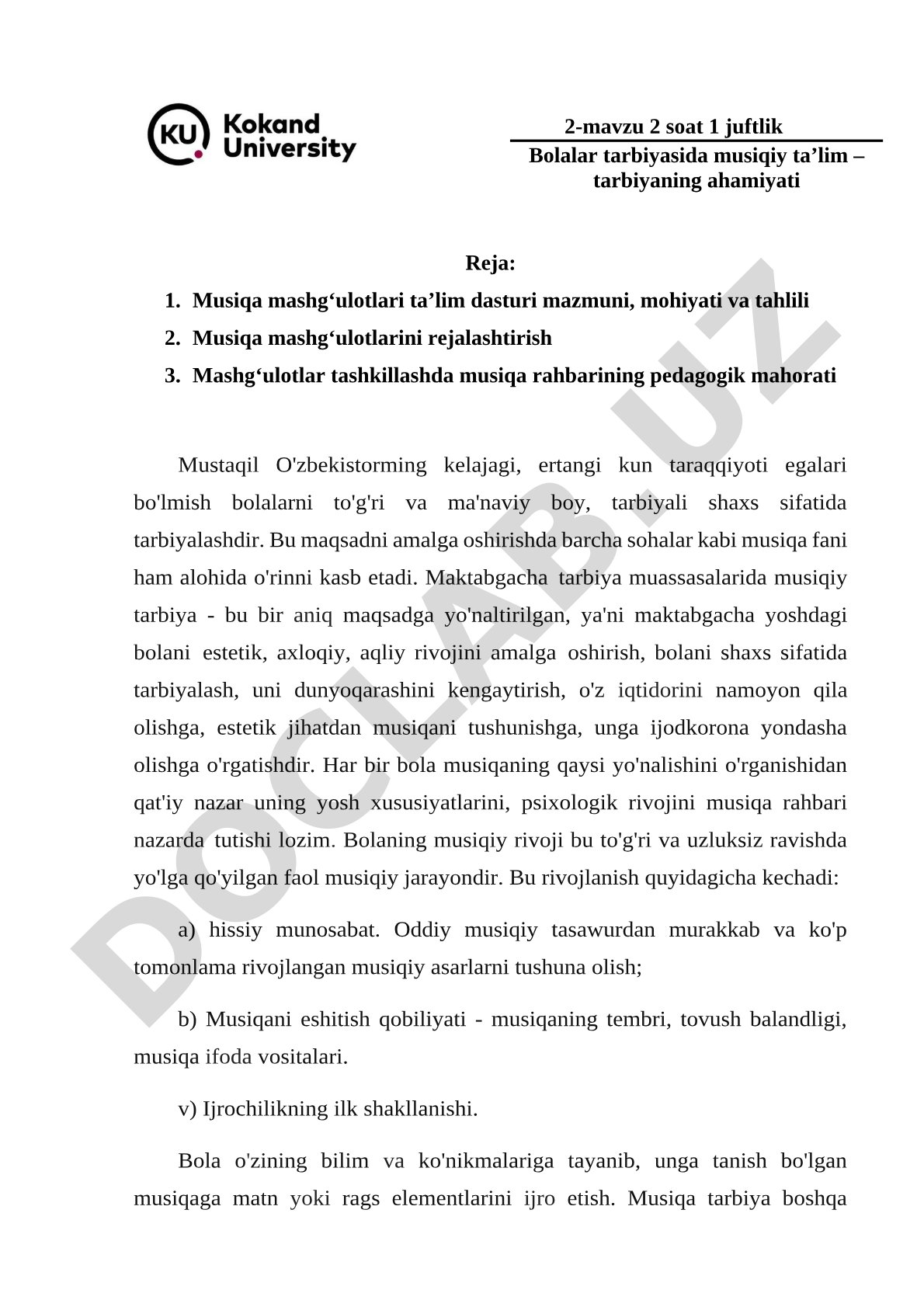 Bolalar tarbiyasida musiqiy ta’lim – tarbiyaning ahamiyati