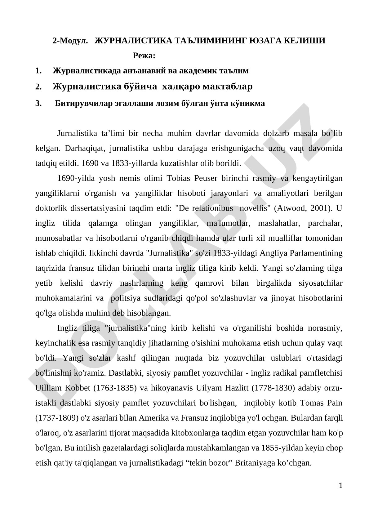 Jurnalistika ta'limining yuzaga kelishi
