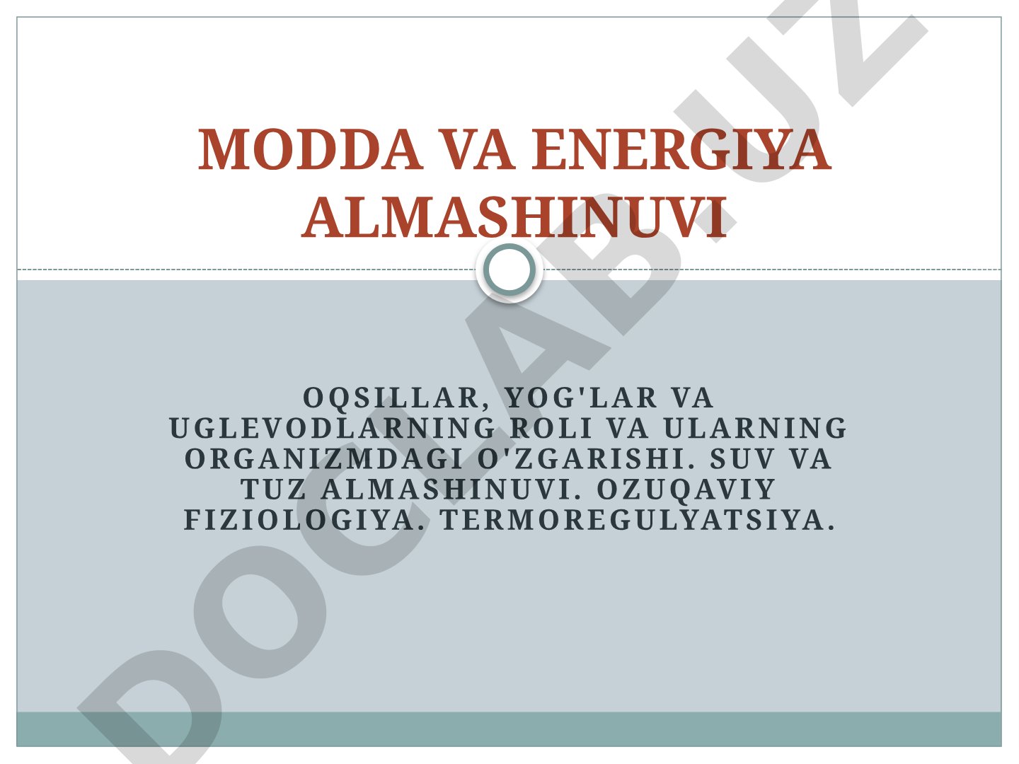 Modda va energiya almashinuvi