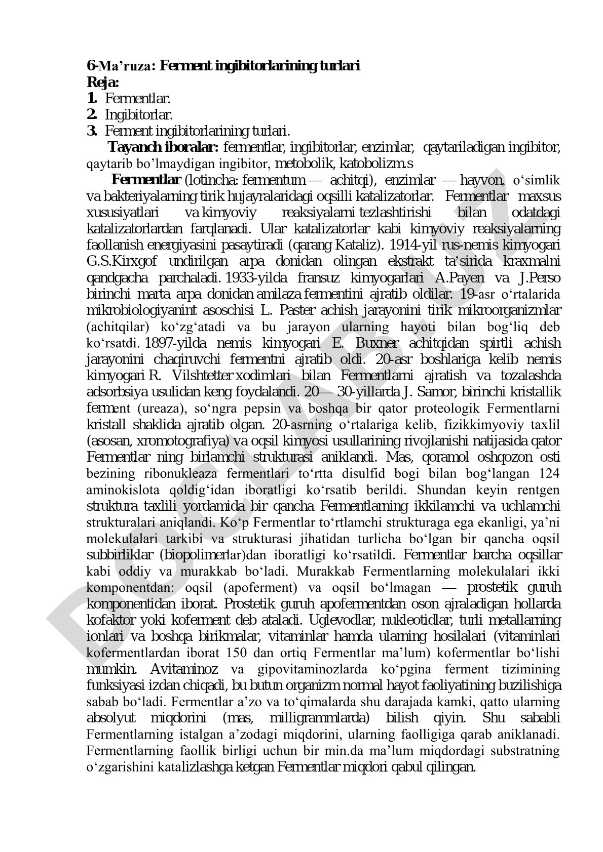 Ferment ingibitorlarining turlari