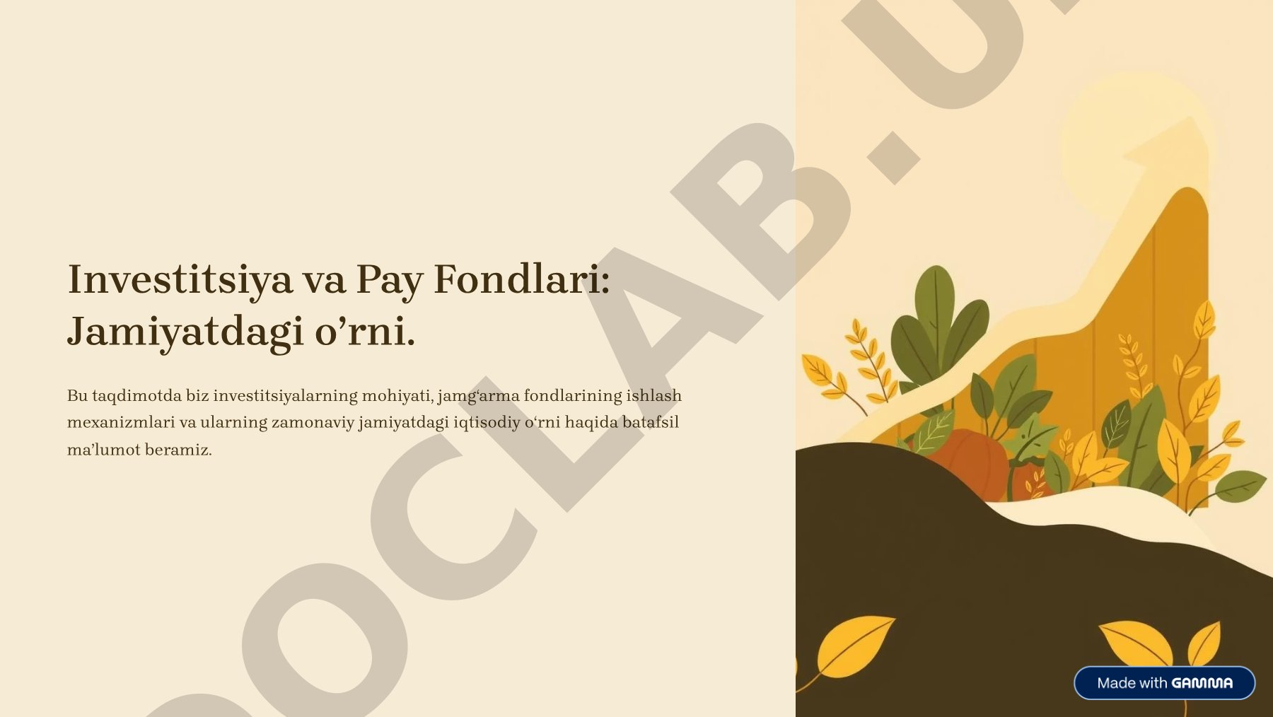 Investitsiya va Pay Fondlari: Jamiyatdagi o'rni