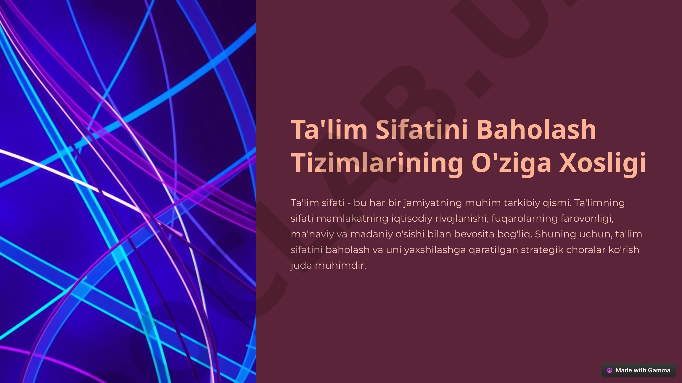 Ta'lim Sifatini Baholash Tizimlarining O'ziga Xosligi