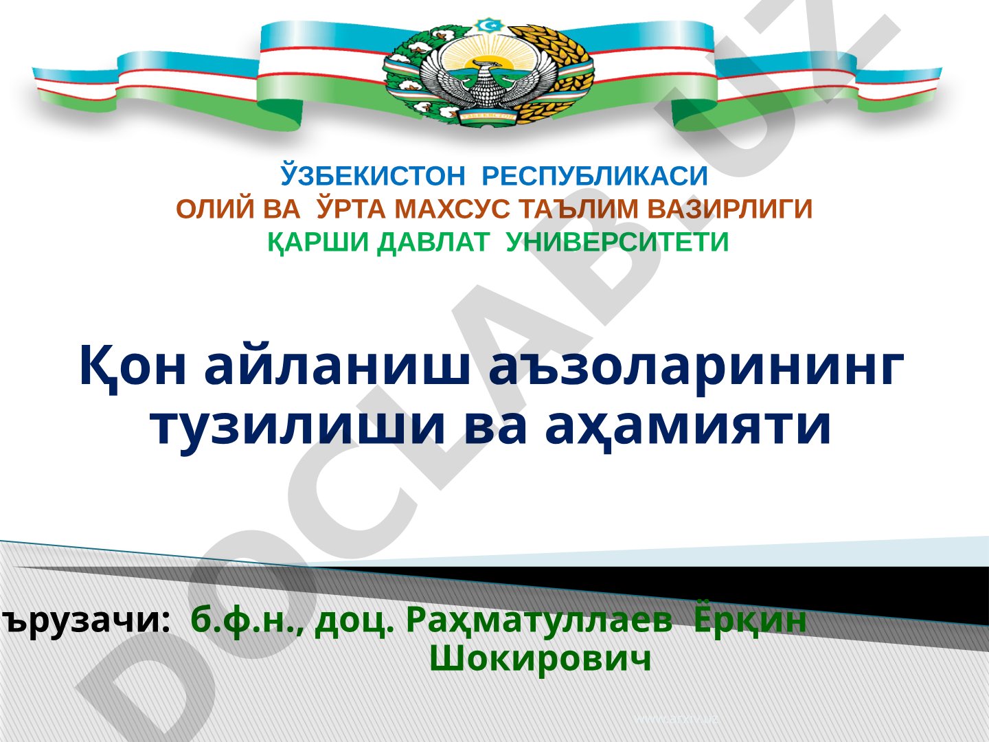 Қон айланиш аъзоларининг тузилиши ва аҳамияти