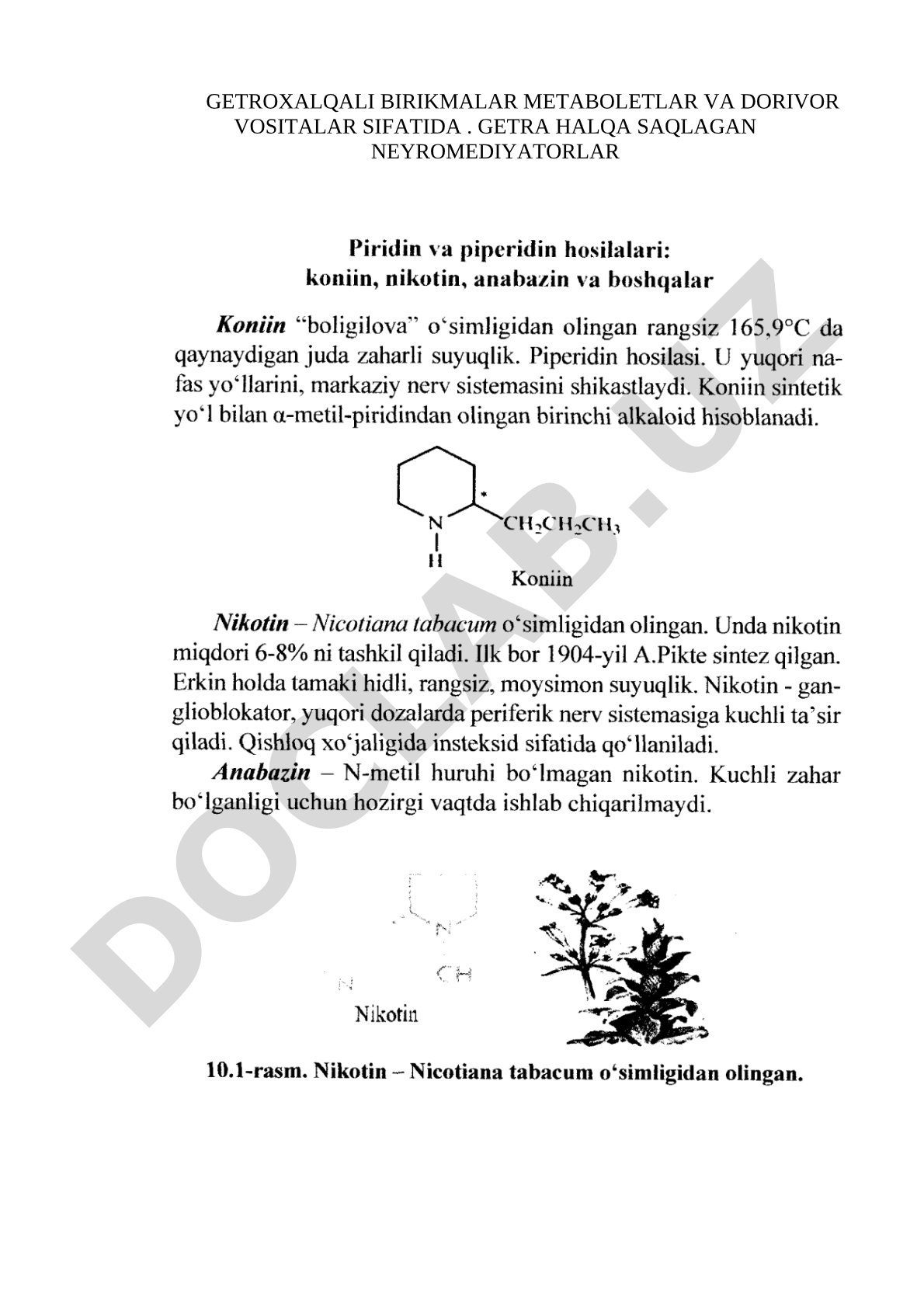 Getroxalqali birikmalar metaboletlar va dorivor vositalar sifatida