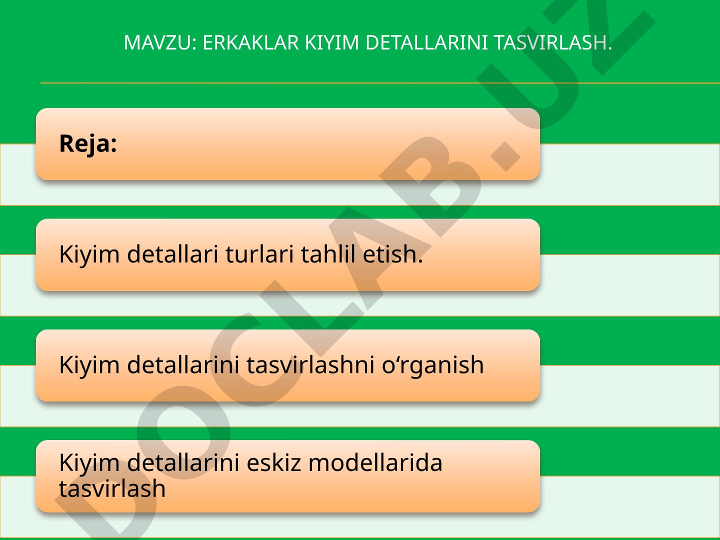 Erkaklar kiyim detallarini tasvirlash