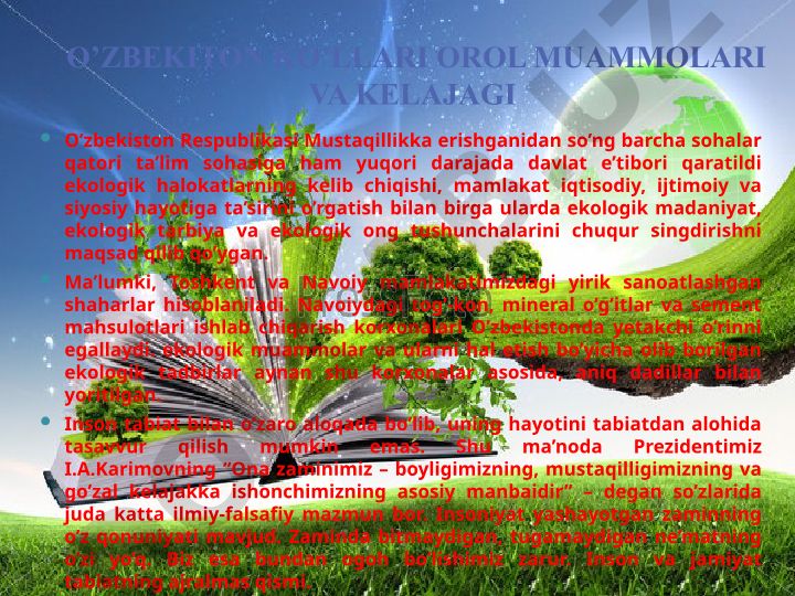 O'zbekiston ko'llari orol muammolari va kelajagi
