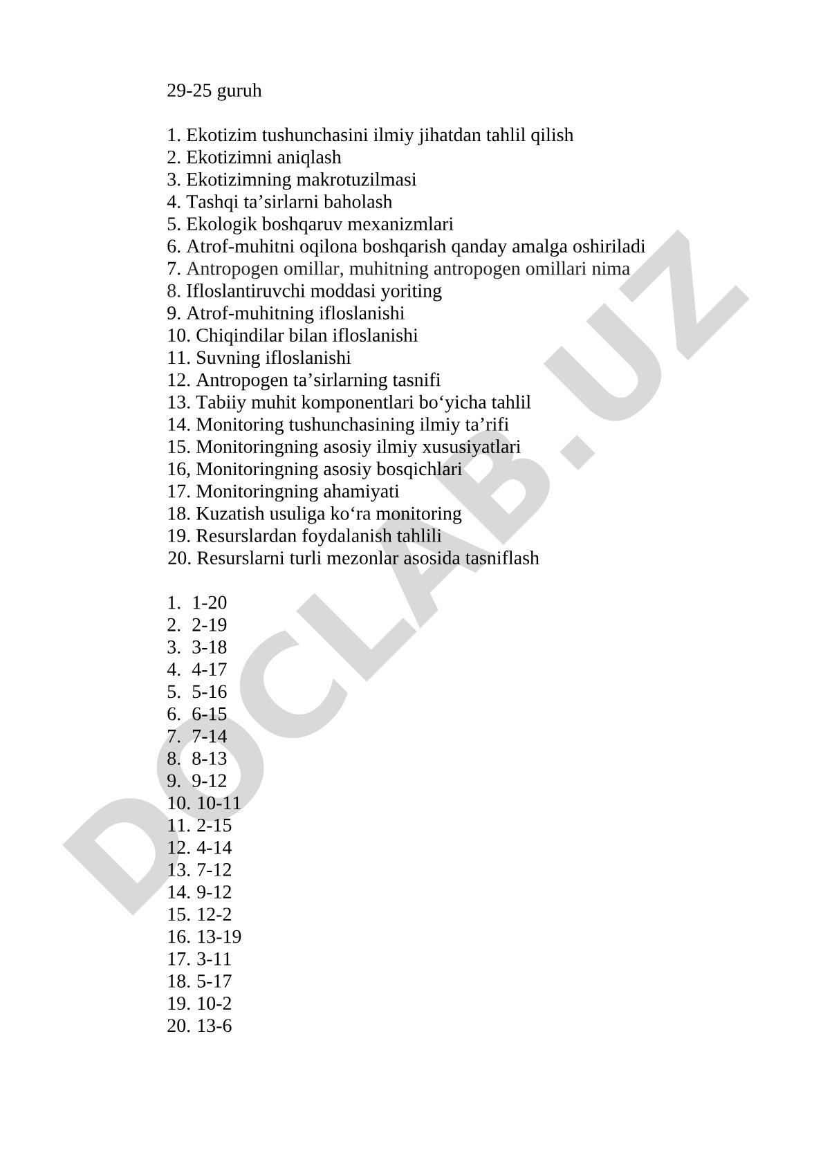 Ekotizim tushunchasi va atrof-muhit monitoringi
