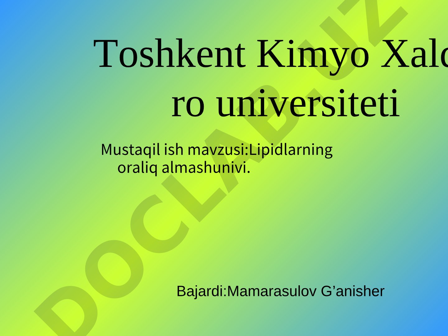 Lipidlarning oraliq almashunivi
