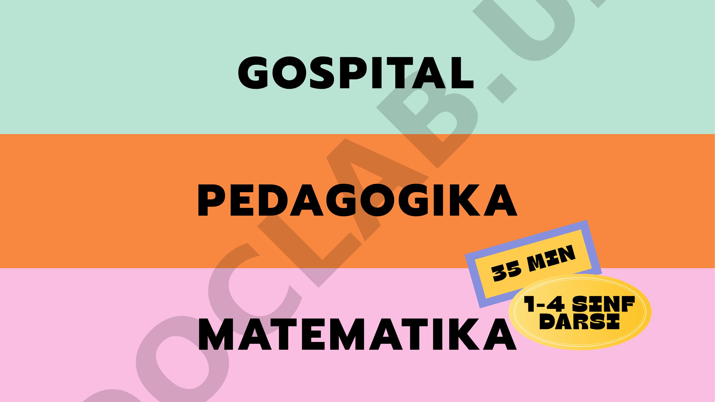 Gospital pedagogikada 1-4 sinflar uchun matematika darsi