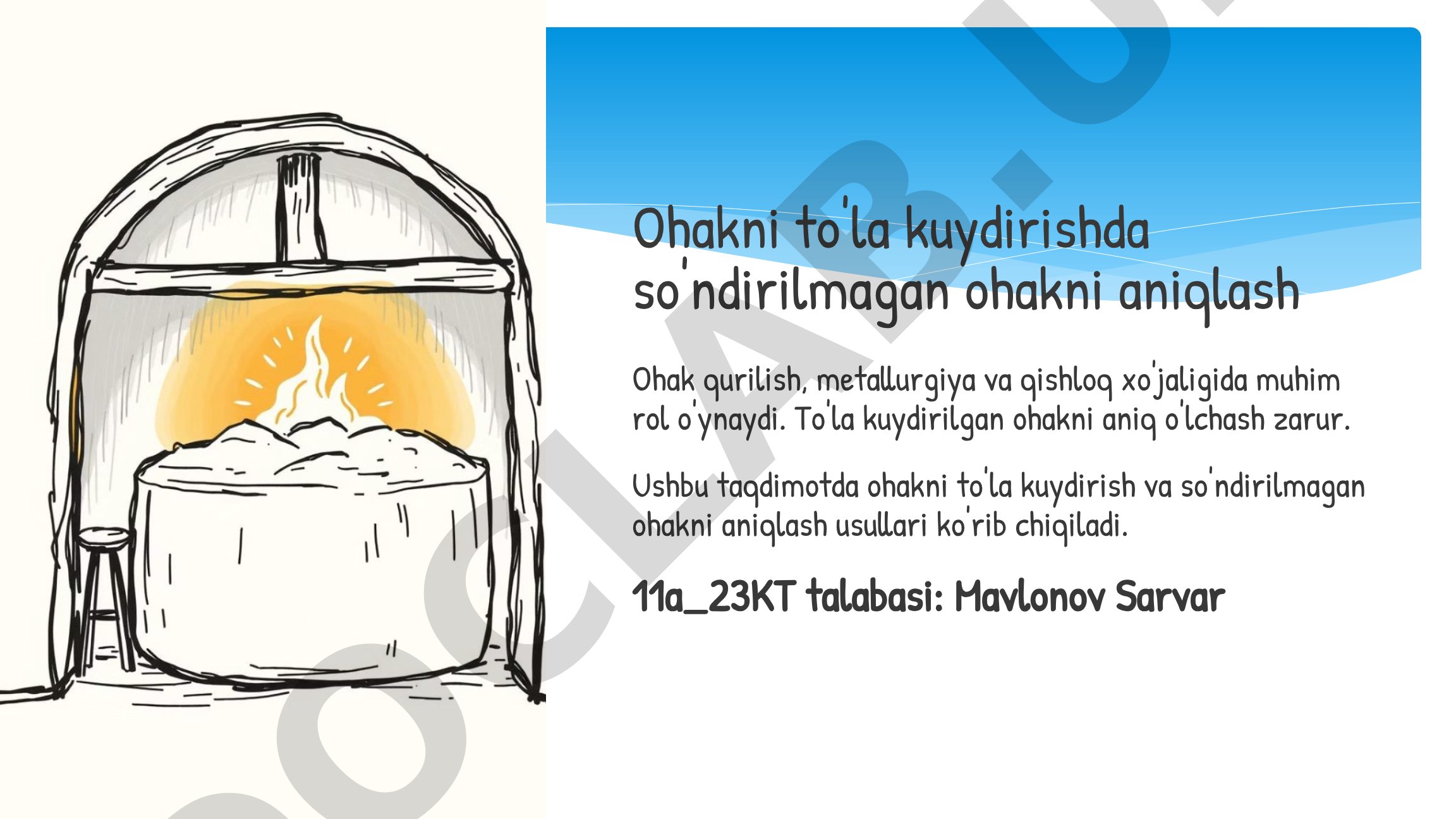 Ohakni to'la kuydirishda so'ndirilmagan ohakni aniqlash
