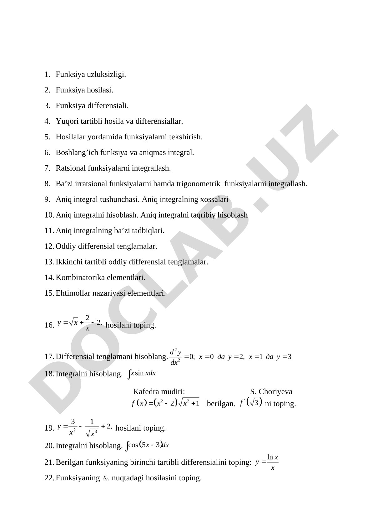 Matematik analiz asoslari