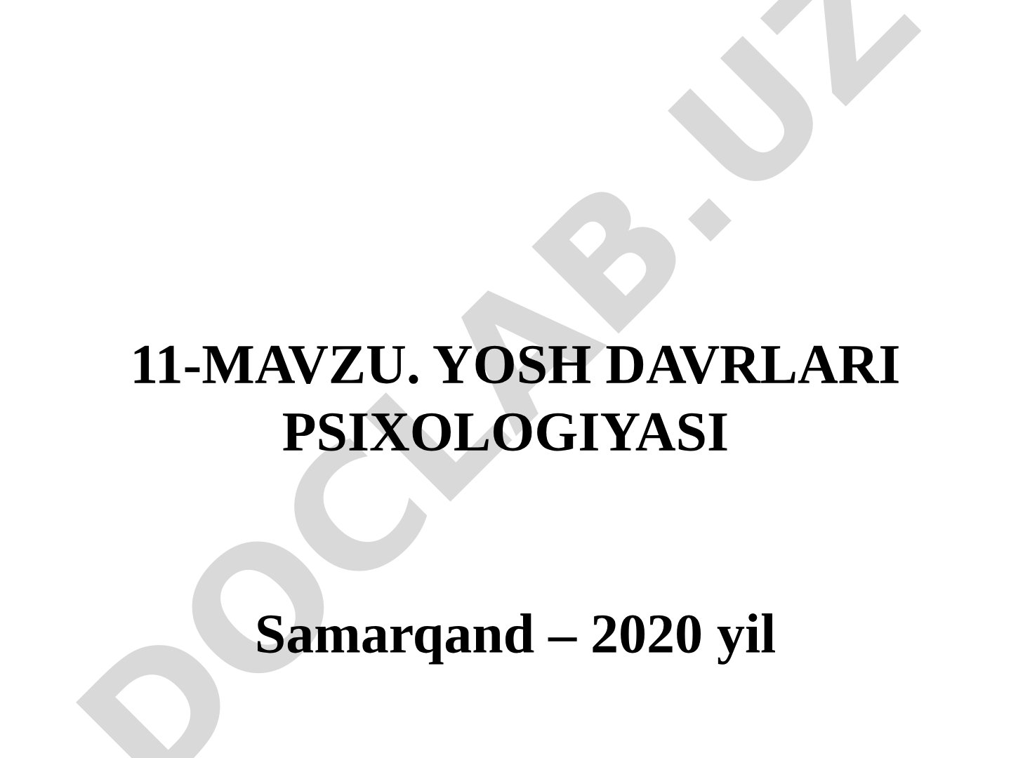 Yosh davrlari psixologiyasi