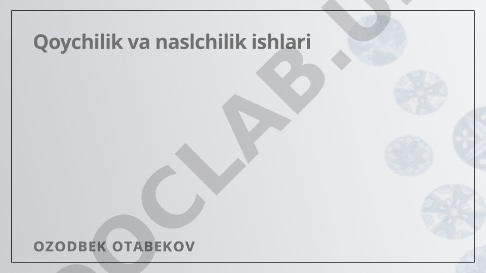 Qo'ychilik va naslchilik ishlarining ahamiyati va rivojlanish tendensiyalari
