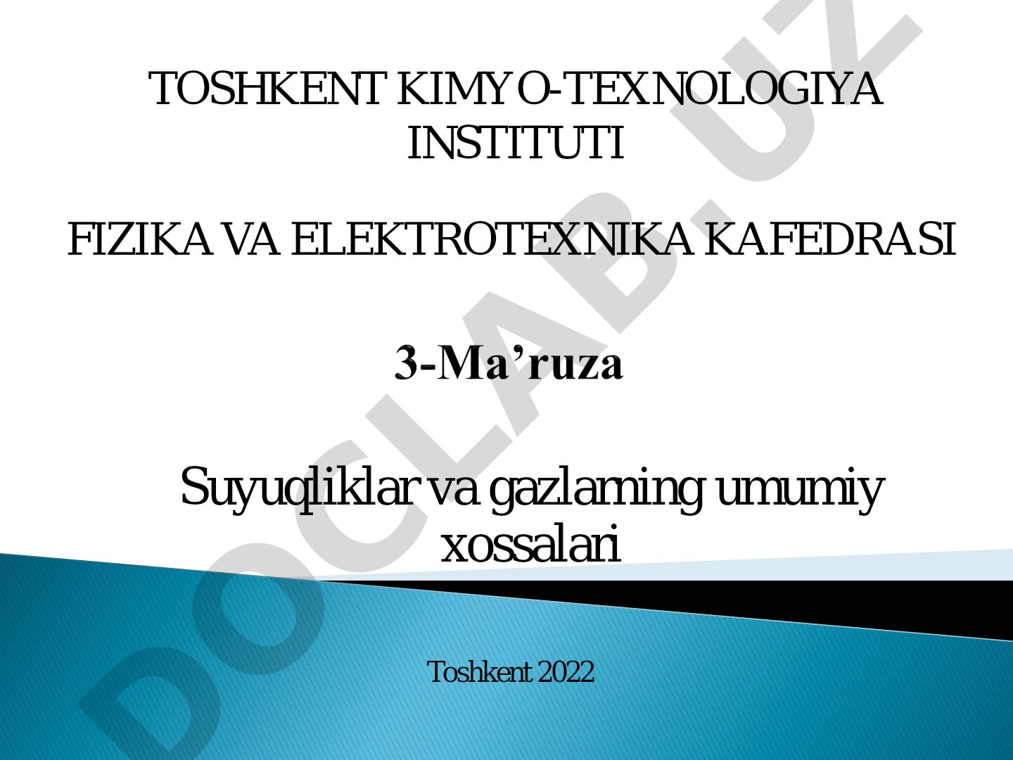 Suyuqliklar va gazlarning umumiy xossalari