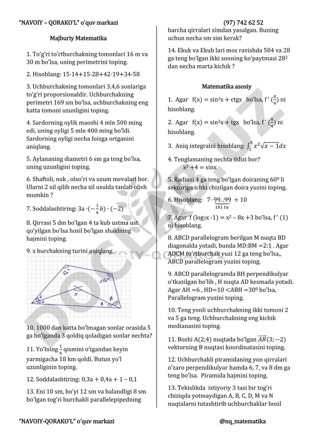 Majburiy Matematika