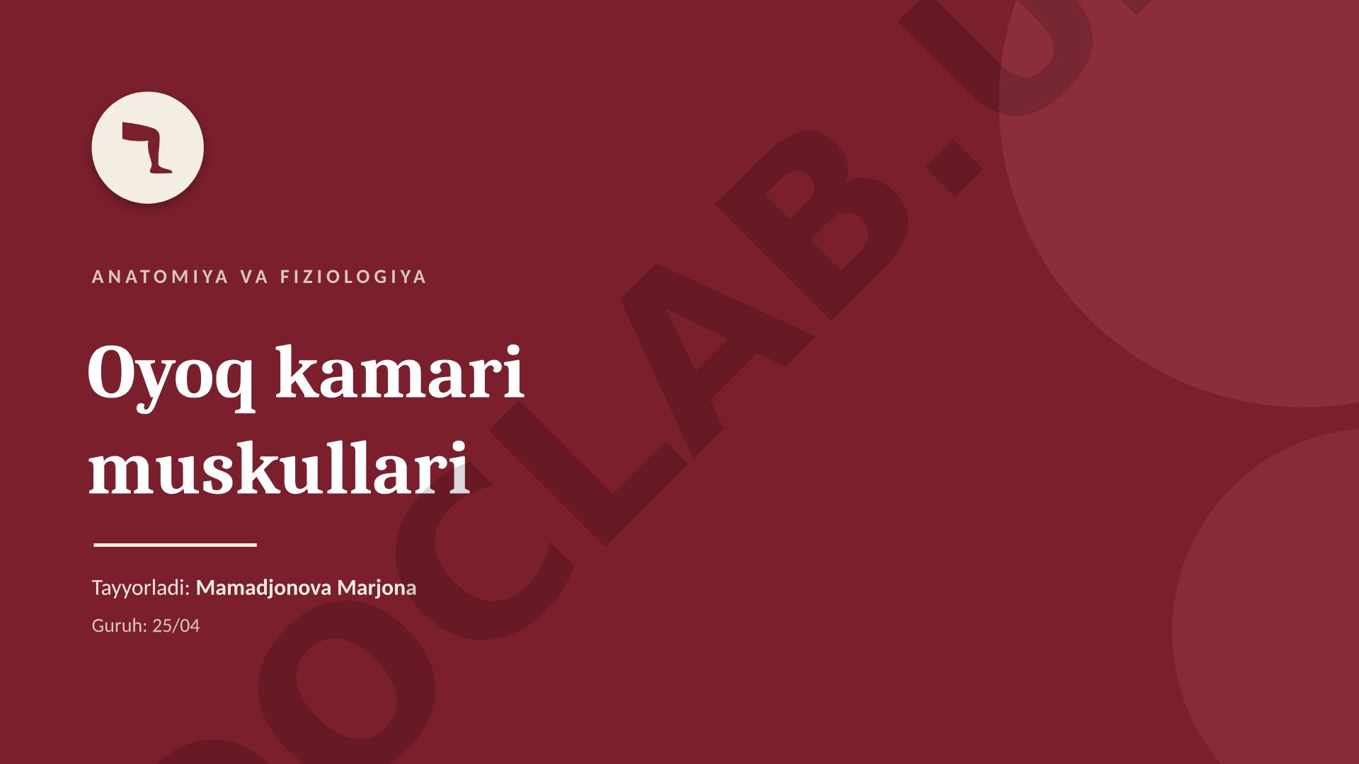 Anatomiya va fiziologiya oyoq kamari muskullari