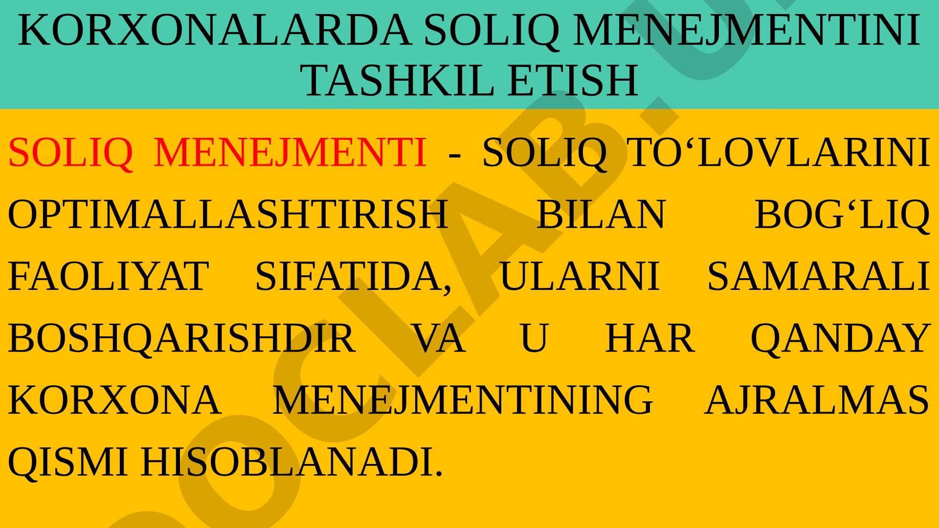 Korxonalarda soliq menejmentini tashkil etish
