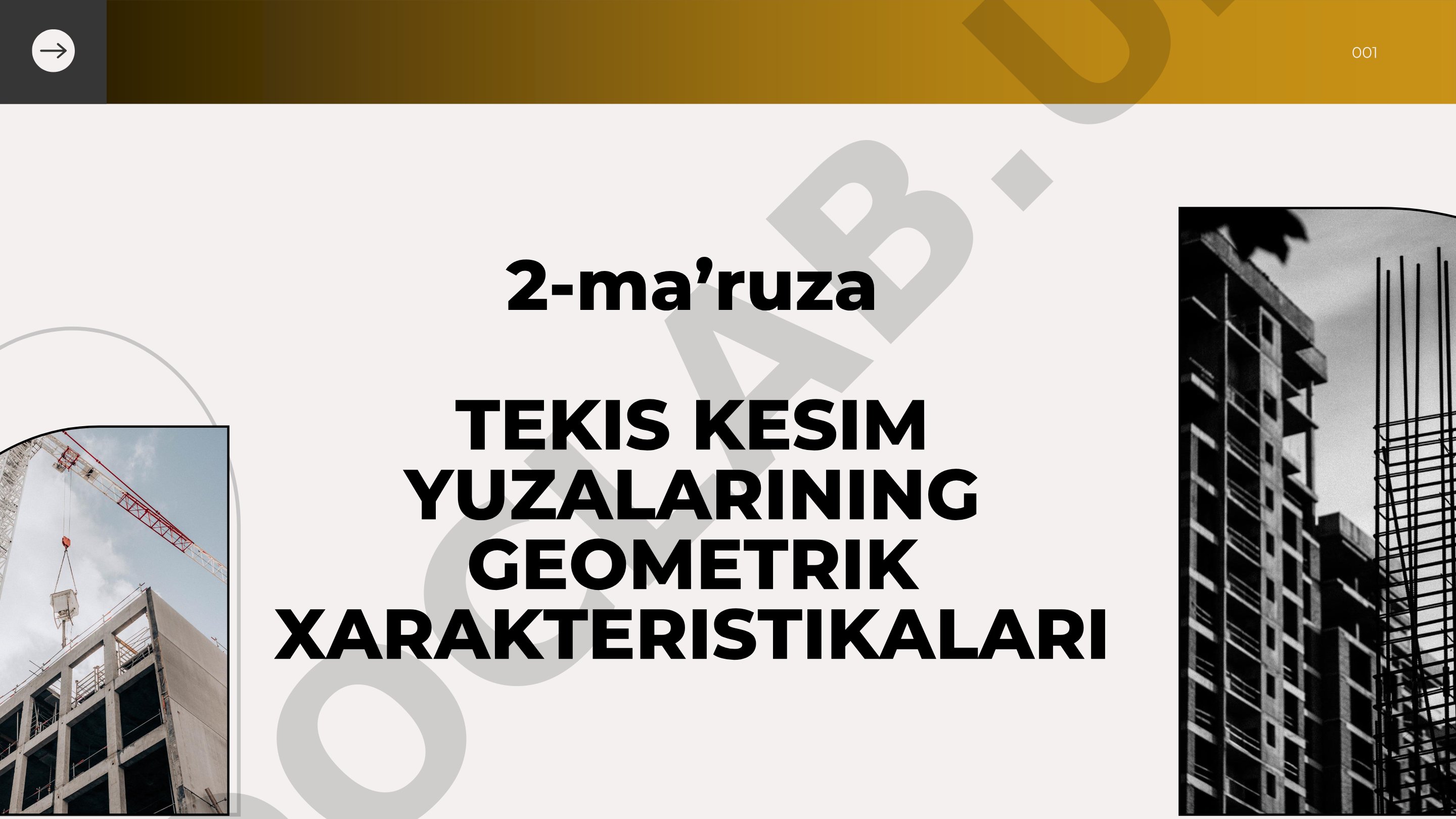 Tekis kesim yuzalarining geometrik xarakteristikalari